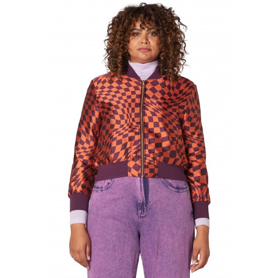 Warped Check Jacquard Bomber Jacket