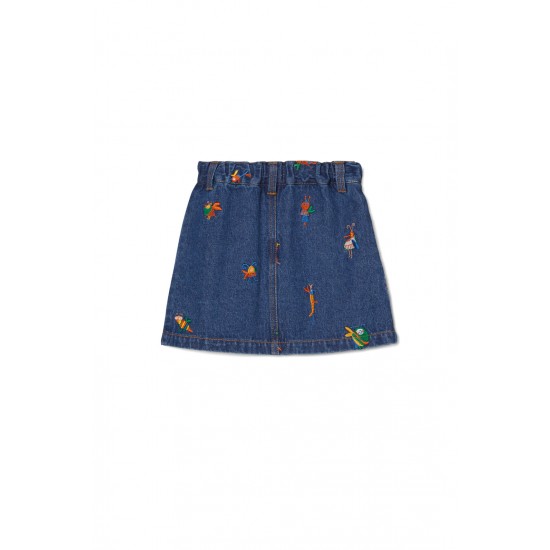 Bug Snap Denim Skirt