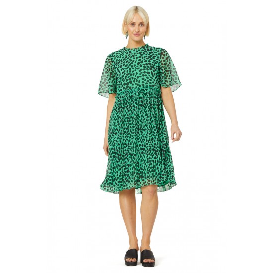 Spot Pleated Dress